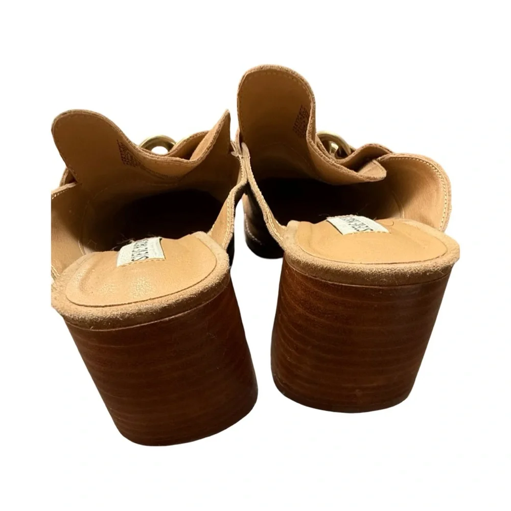 Steve Madden Brown Suede Mules with Gold Chain - Picture 6 of 12
